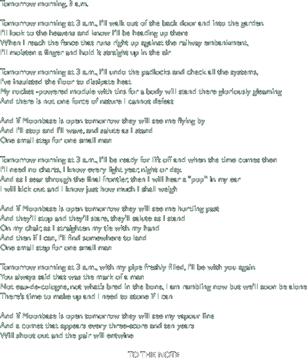 Tomorrow morning, 3 a.m.